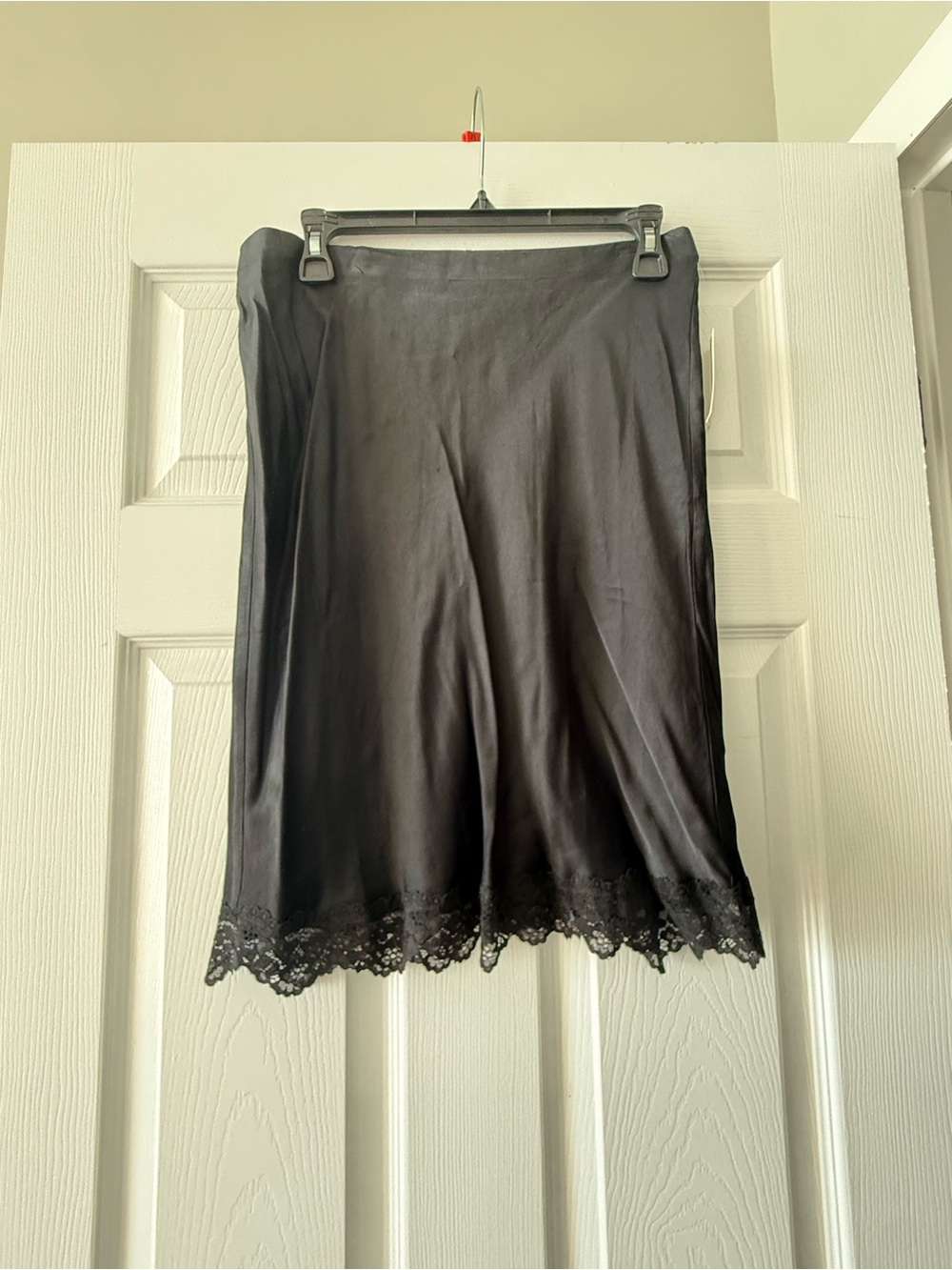 NWT: Anthropologie Black Satin Slip Skirt - size 4